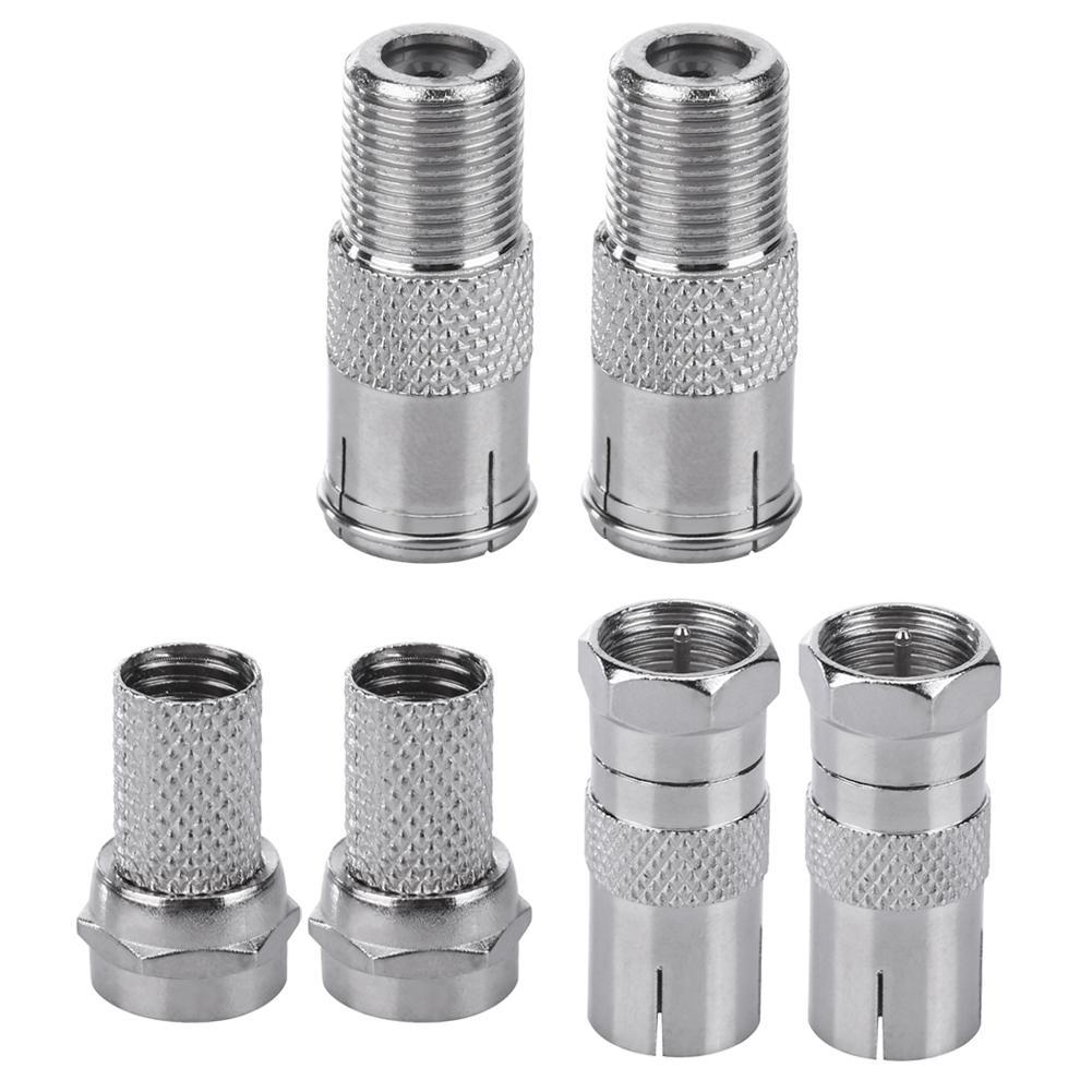 2pcs Zinc Alloy F Type To TV Coax Jack Adapters Connectors Cable