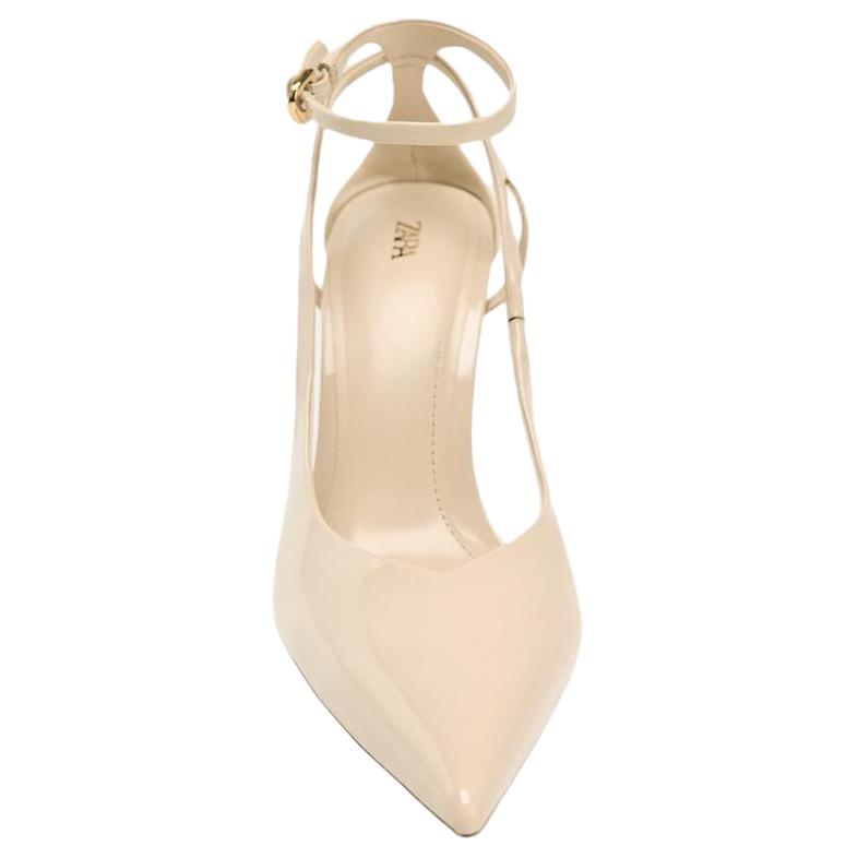 Zara Elegant PU Patent Leather Effect Stiletto Heels 10cm Women Heels White 13212510719