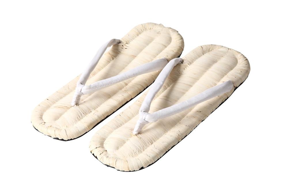 Edoten Geta Sandals with Tire Soles and Corn Straps, White Straps, Made In Japan, Size M