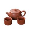 Large-Capacity Purple Clay Kung Fu Tea Set with Jump Knife Teapot and Two Cups