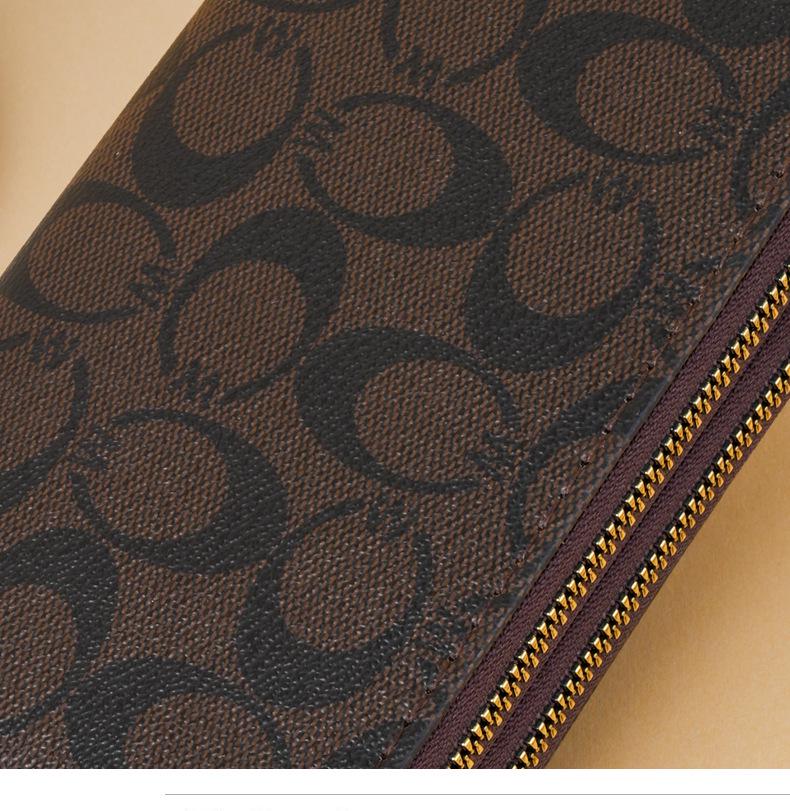 Portofel de lux pentru femei 2025, lung, cu fermoar dublu, tip clutch, cu curea de mână