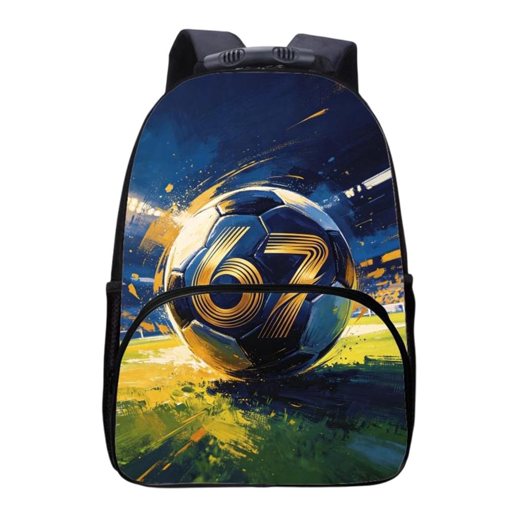 Large Capacity Soccer Print Backpack Durable School Bag with Multiple Compartments Adjustable Shoulder Straps and Front Pocket for Daily Use