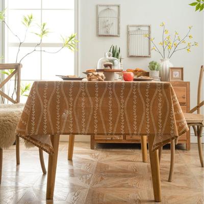 Floral Print Linen Table Cloth Cotton Tablecloth for Household, Heavy Duty Washable Farmhouse Soft Boho Tablecloth for Kitchen & Table Linens
