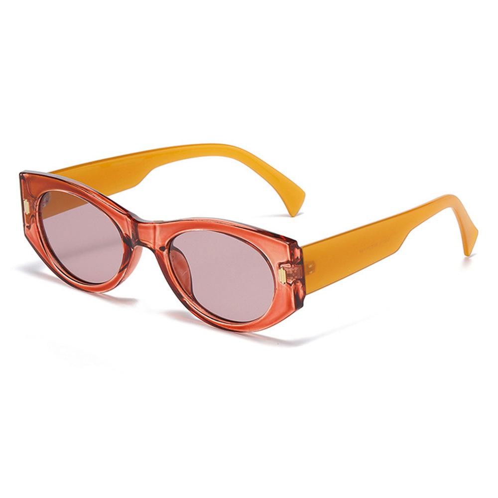 

Retro Luxury Fashion Striped Gradient Cat Eye Women Sun Glasses Design New Small Box Rivets Men Sun Glasses UV400 as picture