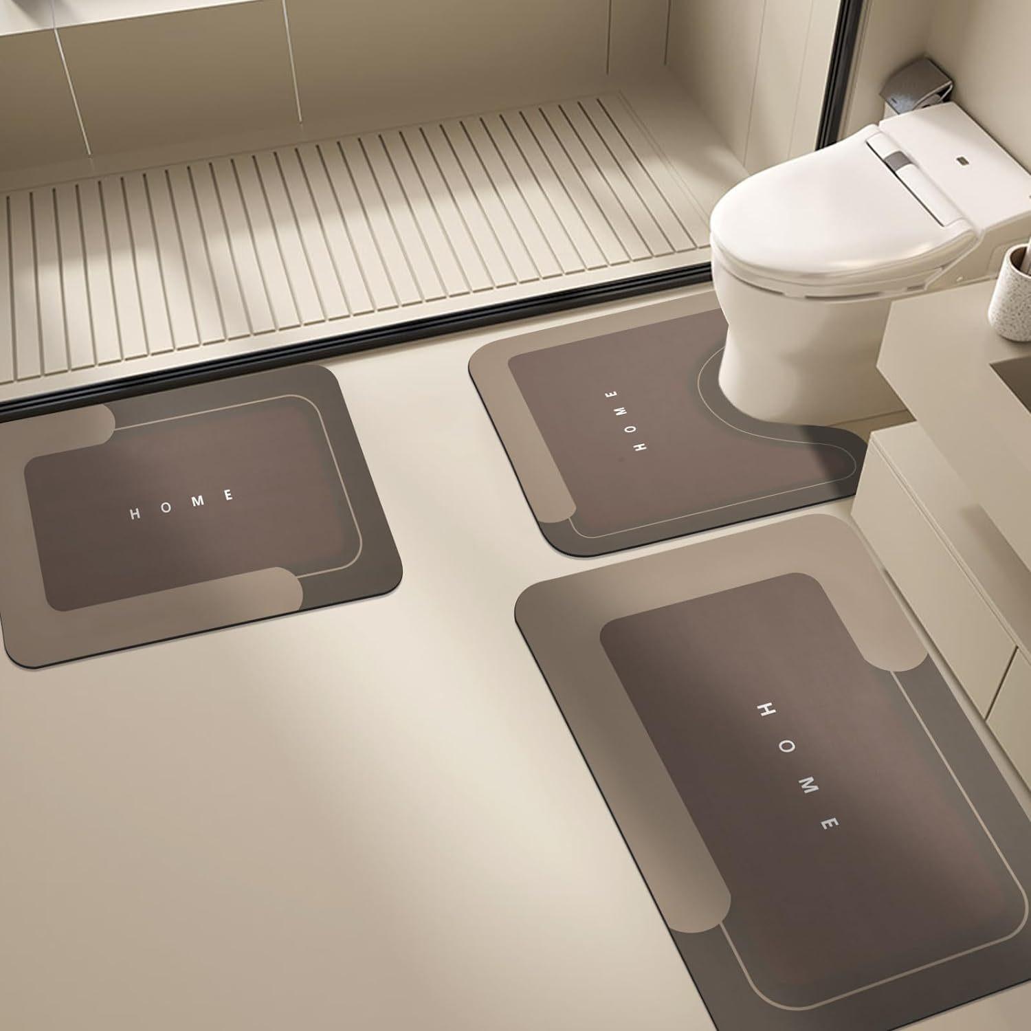 

2 шт. Простой напольный коврик в стиле диатомовой грязи U-образный впитывающий быстросохнущий напольный коврик для унитаза 40*60cm коричневый