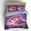 Adorable Bear In Dreamy Clouds Print Bedding Set 1 Duvet Cover 2 Pillowcases for Adult and Children Luxury Gift Full Size