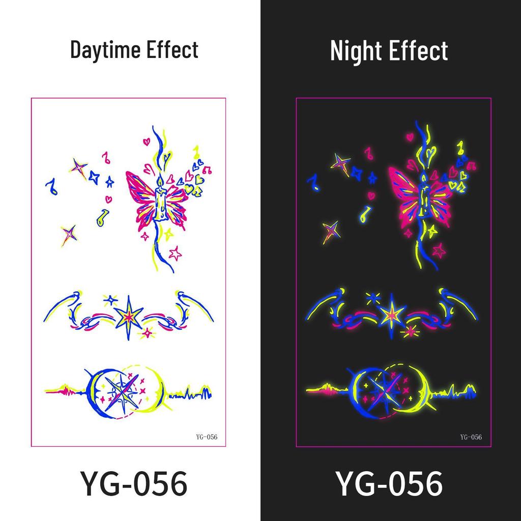 Neon Glow Music Festival Tattoo Stickers: Bright Fluorescent Designs for Concerts and Parties