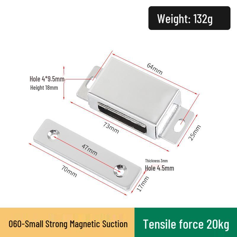 Magnetic Stainless Steel Cabinet Door Bumper & Clip for Wood Furniture