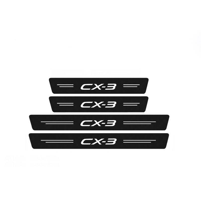 Car Door Sill Protective Sticker Carbon Fiber Leather Threshold Strips for Mazda CX3 Logo Trunk Bumper Scratch Guards Decals