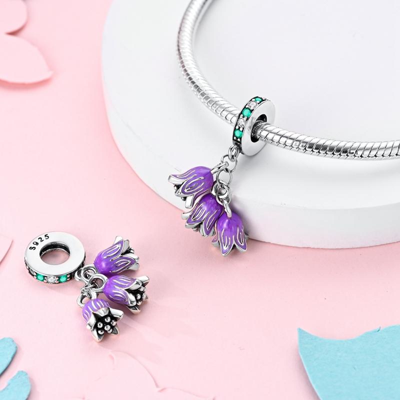 Charm Genuine Copper Tulip Butterfly Chameleon Pendant Piece Bead Elements Suitable For Authentic Bracelet Style For Women Jewelry Creation Present