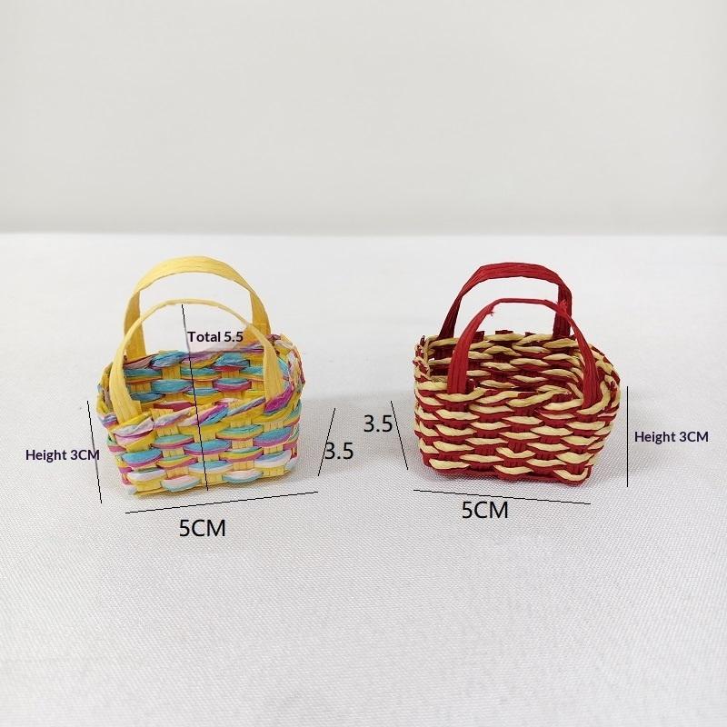 1Pcs Storage Basket Scene Props Dollhouse Mini Woven Flower Basket Carrying Basket Miniature Model Daily Necessities Decor