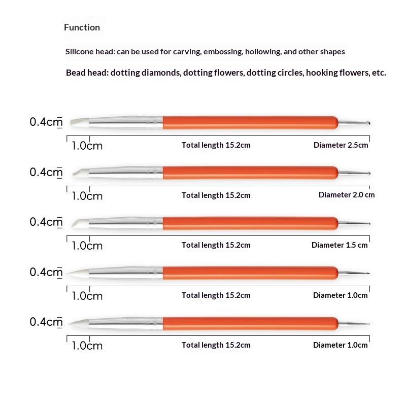 5 Pcs Silicone Clay Sculpting Tool For Brush Modeling Dotting Nail Art Pottery Clay Tool Diy Carving Sculpting Tools Soft Head