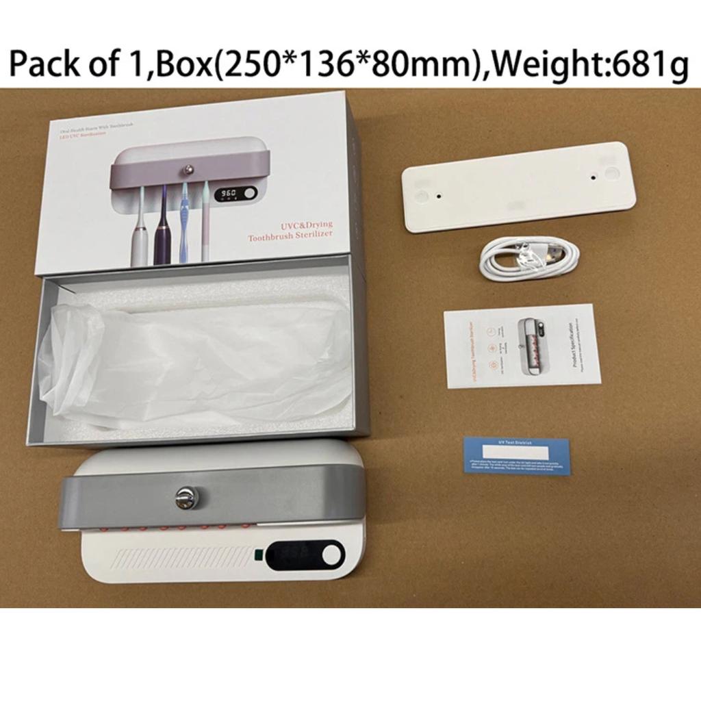 Wall Mount UV Toothbrush Sterilizer and Razor Holder, 99.99% Bacteria Elimination