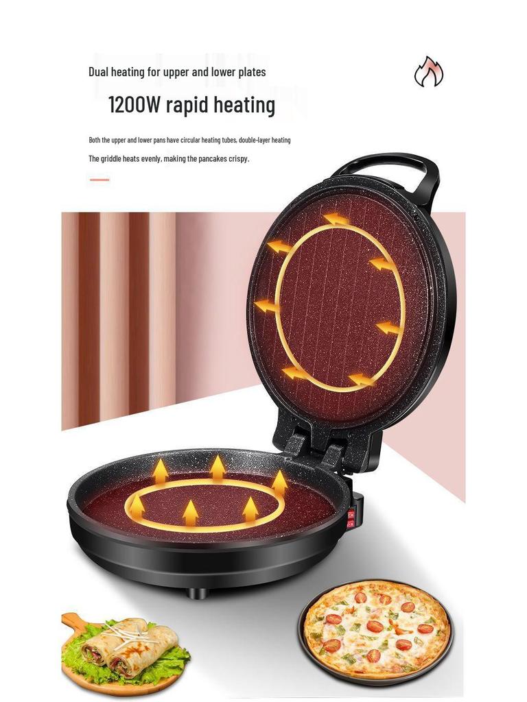 Electric Double-Sided Pancake Maker: Non-Stick, Auto Power-Off, Deepened Design for Frying & Grilling
