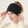 Plush Knitted Headband Ear Warm Winter Elastic Headband Sweet Solid Color Hairband Girl