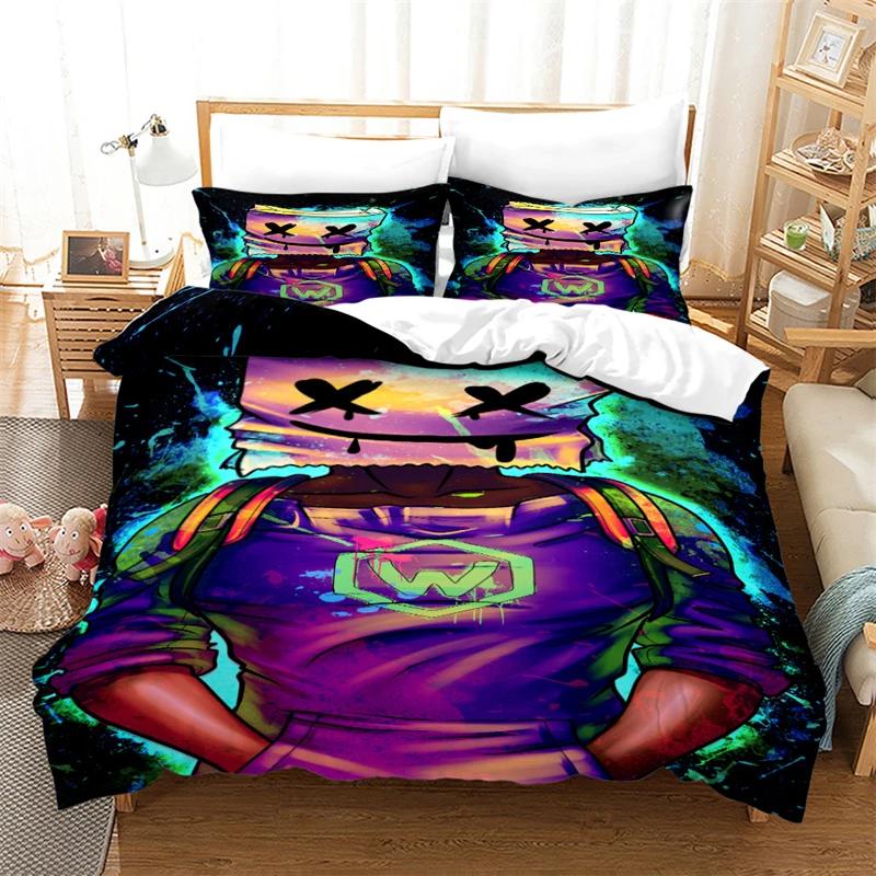 Popular DJ Marshmello 3d Bedding Set Duvet Cover Set Pillowcase Bedclothes Twin Full Queen King Size Bed Linen Set Home Textiles