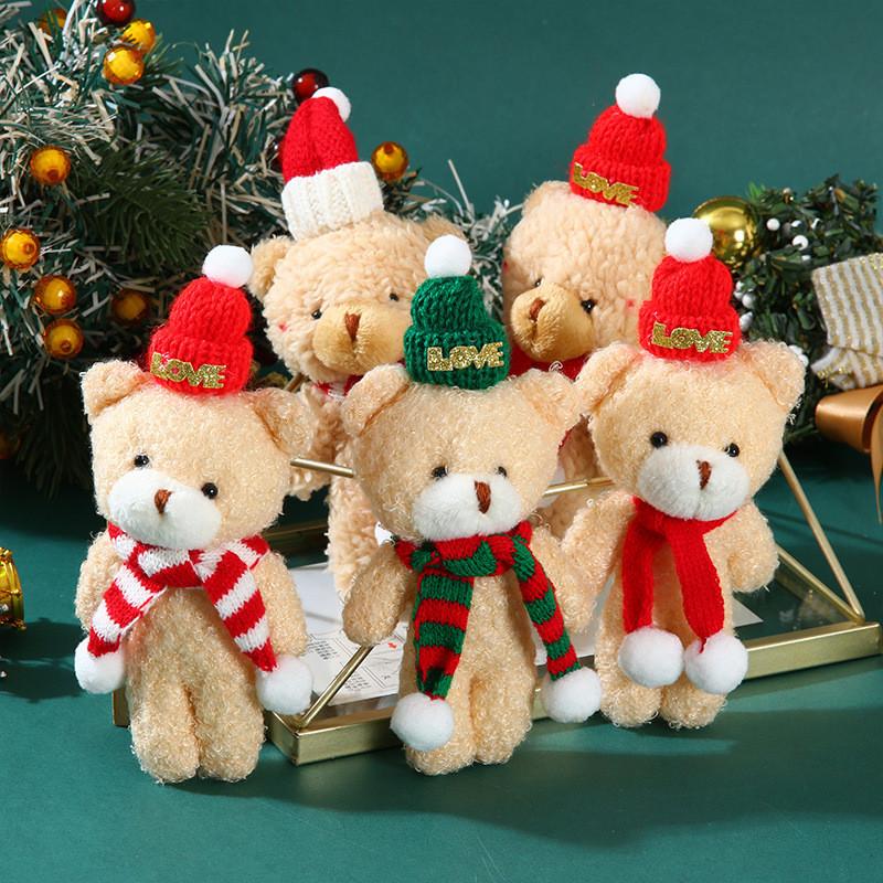 Adorable Plush Christmas Bear Pendant With Colorful Scarves And Hats Perfect For Holiday Decor