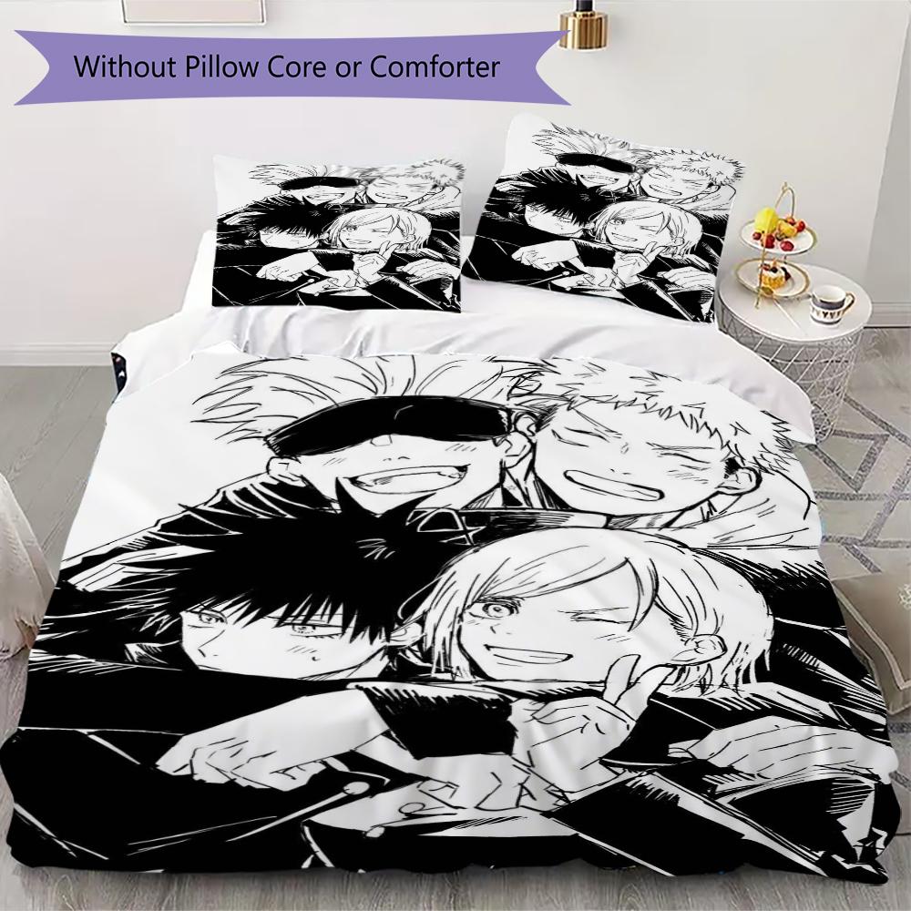 Set Copripiumino con Fantasia Jujutsu Kaisen Copripiumino Federa Decorazione per la Casa Regalo di Compleanno (1 * copripiumino + 2 * federe senza imbottitura)