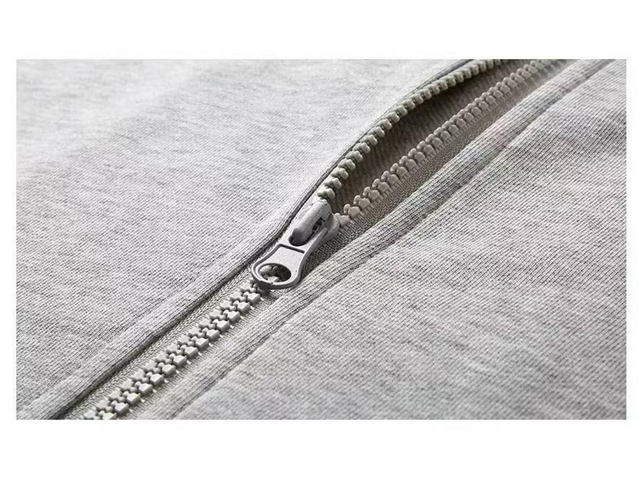 Men's Korean Style Solid Fleece Zip-Up Hoodie - Autumn/Winter Casual Sports Cardigan