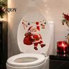 Decorative Glass Stickers for Christmas Cartoon Santa Claus Toilet Seat Sticker, Waterproof PVC & Colorful Wall Lights Decal, Removable Lid