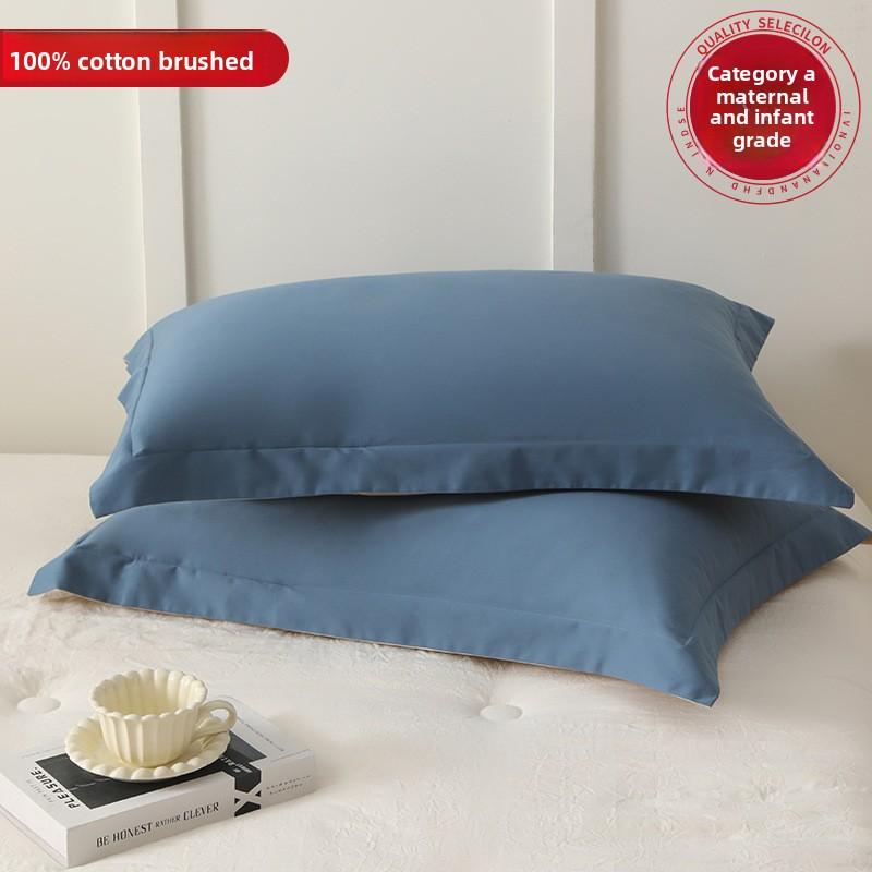 Maternal and Infant Class A Cotton Abraded Pillowcases One Pair of Pure Cotton Thickened Pillowcases Pillow Core Liner Covers Household 48X74cm