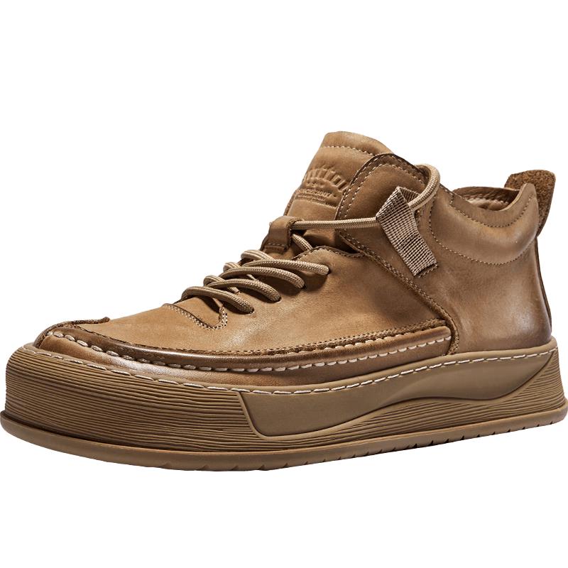 HAUT TON Men s Winter Warm First-Layer Cowhide Martin Boots 41