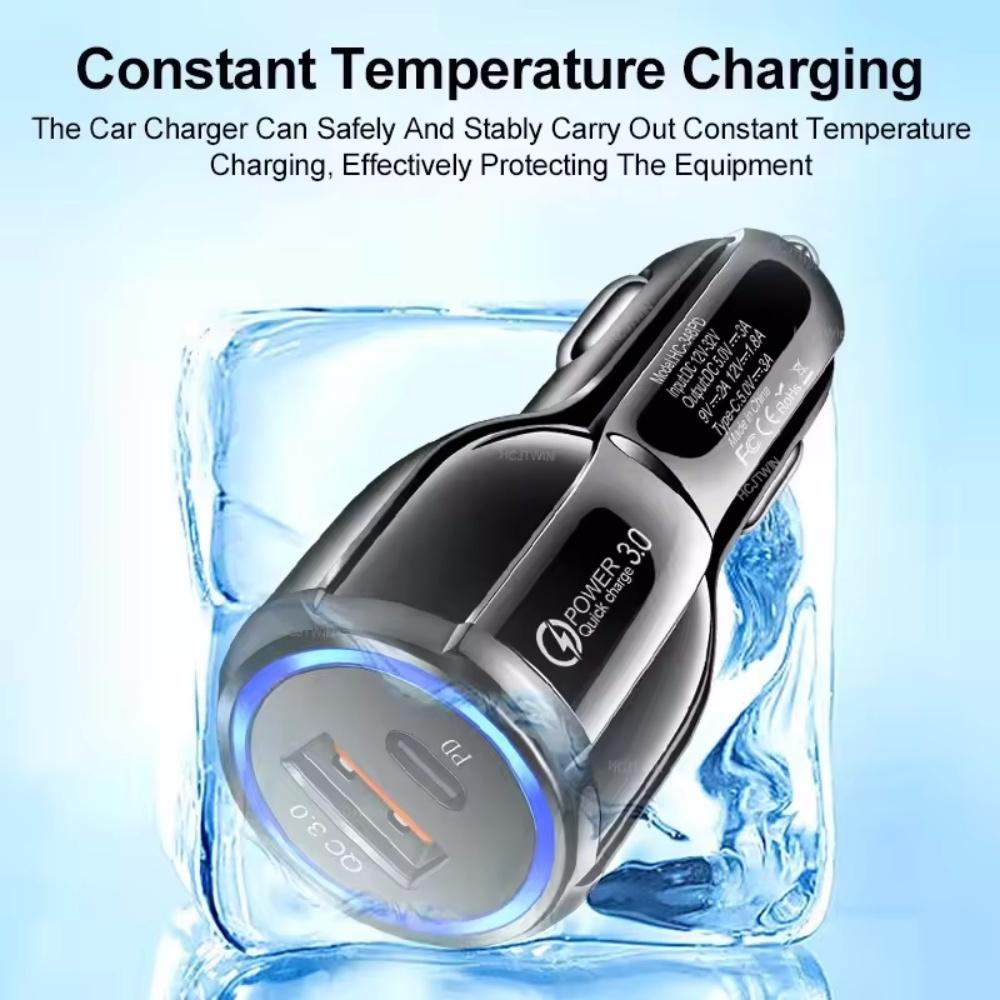 QC3.0 PD USB Car Charger Universal 3.1A Quick Fast Charging Car Adapter Socket Cigarette Lighter 12V-32V for Mobile Cell Phone