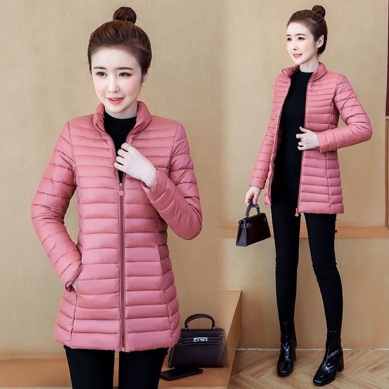 Thin Down Cotton Jacket Women Mid-length Cotton Jacket Korean Style Slim Autumn Winter