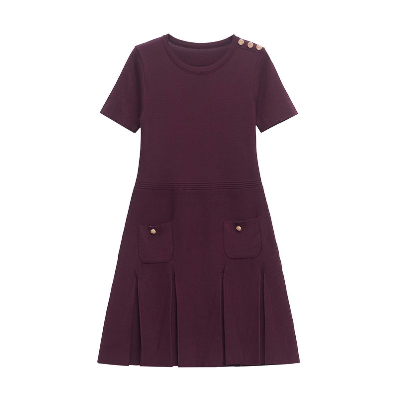 

Kaslead New Arrival Women s Clothing Fashion Style Fashion Silm Wide Pleated Knitting Mini Dress 2142140 Red L