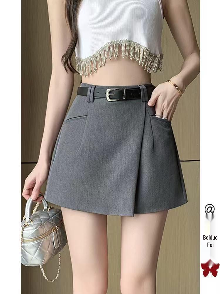 2026 Versatile Summer High-Waisted A-Line Wide-Leg Petite Skirt Shorts for Women