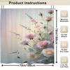 1 Stück Weiche Pastellrosa Florale Polyester Duschvorhang - Waschbar, Aufhängen ohne Bohren, Maschinenwaschbare Badezimmerdeko mit Lebhaftem Pi