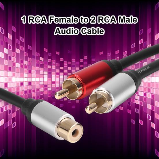 Audio Splitter Cable Sound Stable Signal Portable Clear 28cm 1 RCA Female to