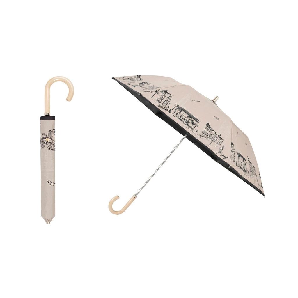 Moonbat Folding Parasol for Made in Perfect for Sun and Premium Light Heat and UV Cityscape Beige "Dachshund" Women, Japan, Rain, Blocking,
