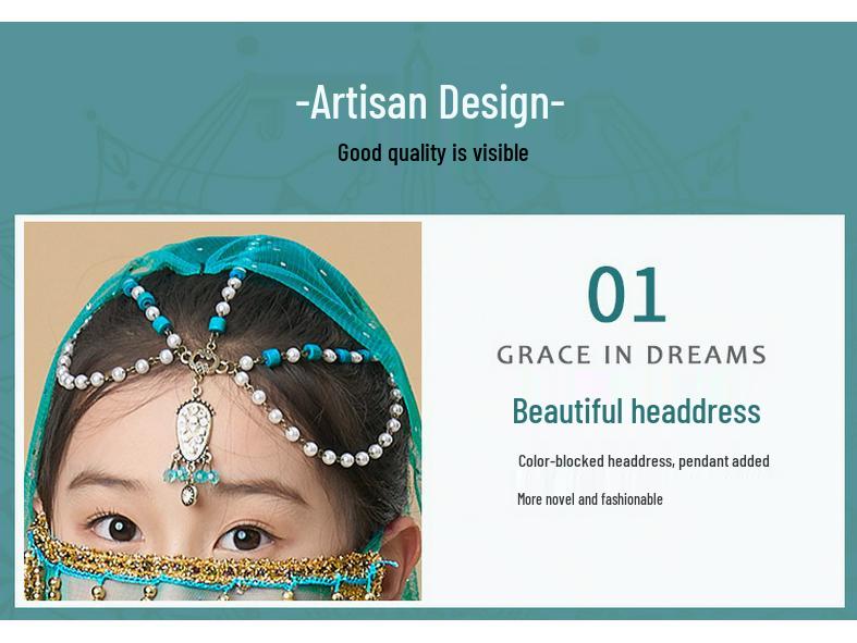 Costum de dans popular Prințesa Jasmine 2025 pentru copii mici - Set exotic stil Dunhuang pentru spectacol pe scenă