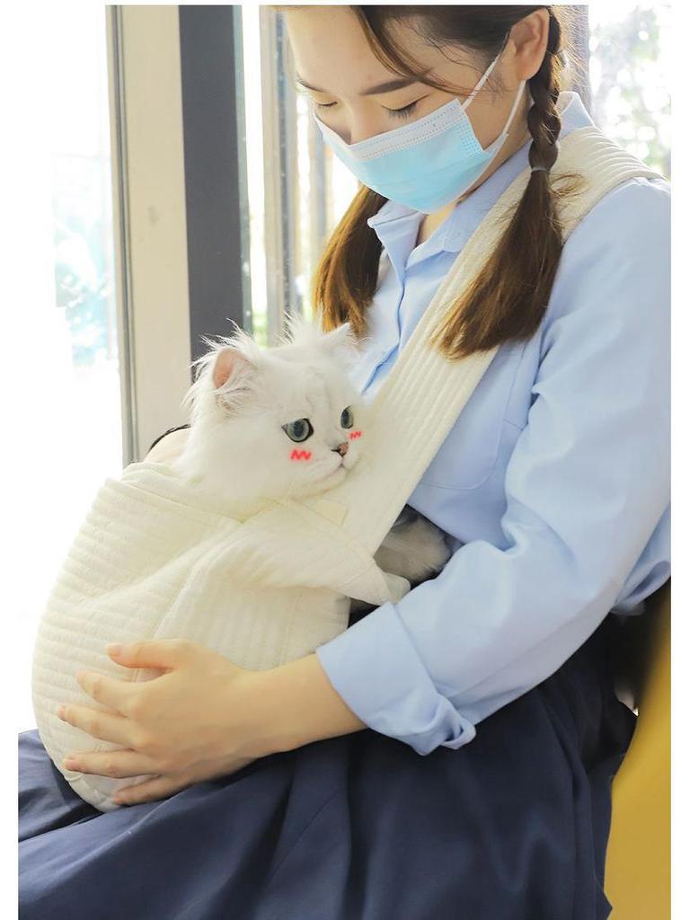 Crossbody Portable Pet Outing Bag with Front Pocket for Cats and Small Dogs