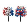 Yousheng 4th of July Artificial Flowers Topiary Ball Tree with Ground Stake Red White Blue Patriotic Fake Flower Plant Shrubs for Independence Day