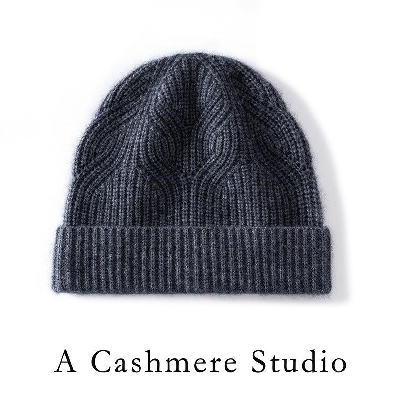 Autumn and winter cashmere hat women's three-strand thickened knitted hat thermal bald hat cold hat