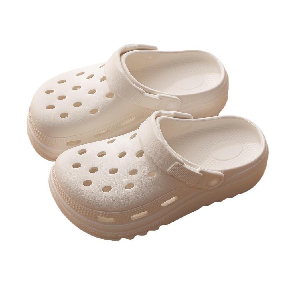 Women's 2024 Anti-Slip Thick-Soled Beach Shoes: Closed-Toe, Hole Design, Half-Slippers for Summer Outdoor Wear.
