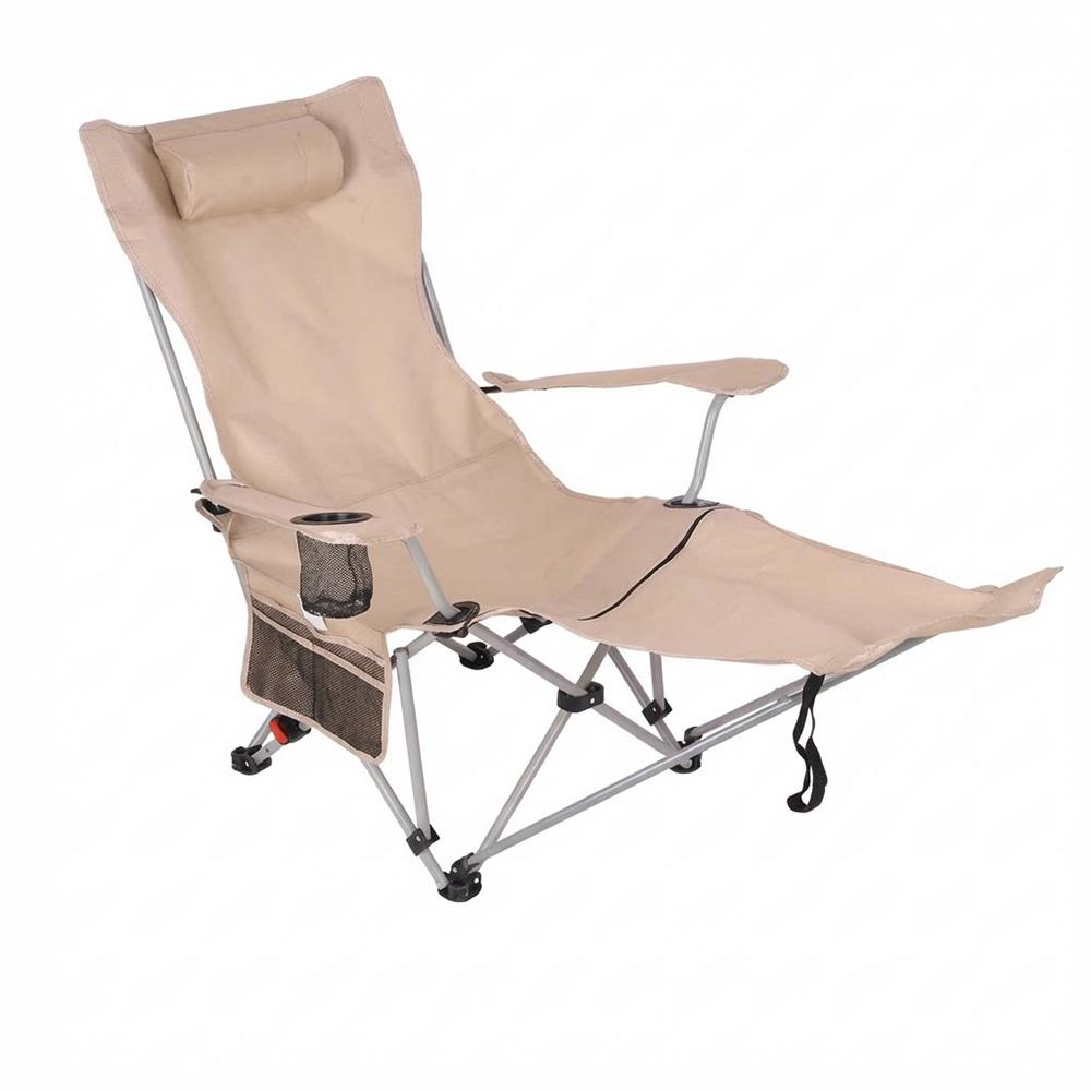Reclining Camping Chair with Headrest Folding Lounge Chair with Adjustable Backrest Lightweight Camping Chairs for Outdoor