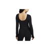 Nike Solid Color Round Neck Short Sports Casual Knit Long Sleeve T-Shirt Women Tops Black FN3662-010