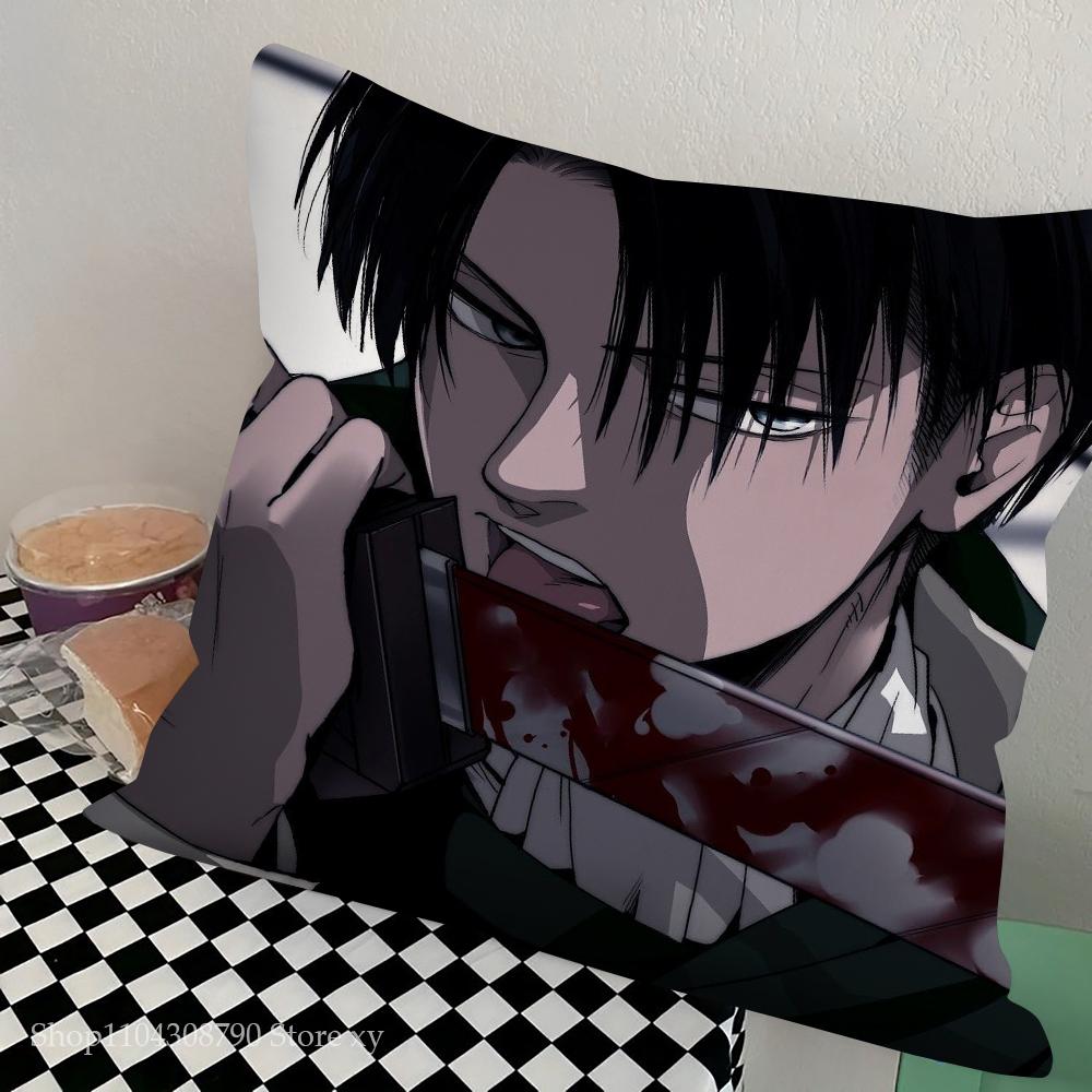 Levi Ackerman Attack On Titan Pillow Case Square Pillow Bedroom Sofa Leisure Comfort Cushion Car Living Room Home Decoration