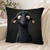 Schwarzes Schaf Cartoon Doppelseitiger Dekorativer Kissenbezug, Niedlicher Tiercharakter Kissenbezug für Sofa Schlafzimmer Heimdeko