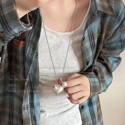 Titanium Steel Oil Drop Round Love Pendant Necklace Fashion Temperament Versatile Collarbone Chain Niche High-end Jewelry