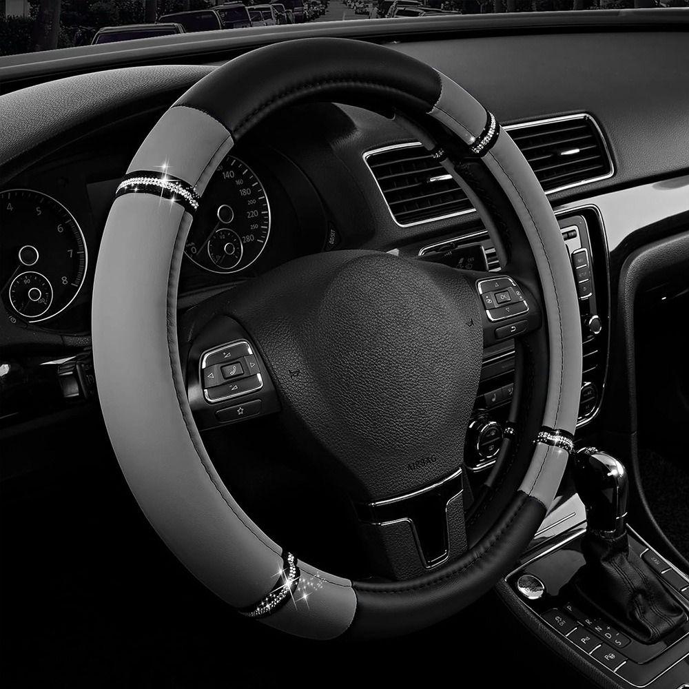 Stitching Steering Wheel Wrap PU Leather PU Leather Steering Wheel Cover  All Season