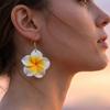 Big Flower Design Flower Drop Earrings Colorful Resin White Green Pink Resin Flowers Earrings Handmade Craft Soft Clay