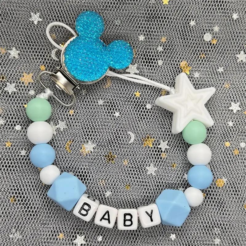 Baby Pacifier Clip Personalised Name Dummy Nipple Holder Chains Newborn Feeding Newborn Custom Pacifiers Clip Chew Teething Toys
