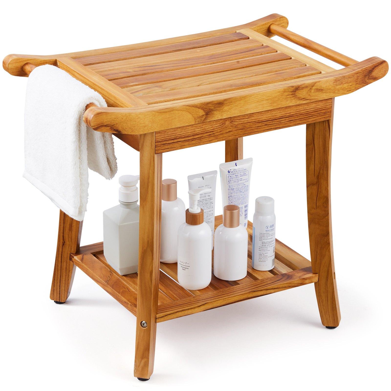 VEVOR Teak Shower Bench, 22 x