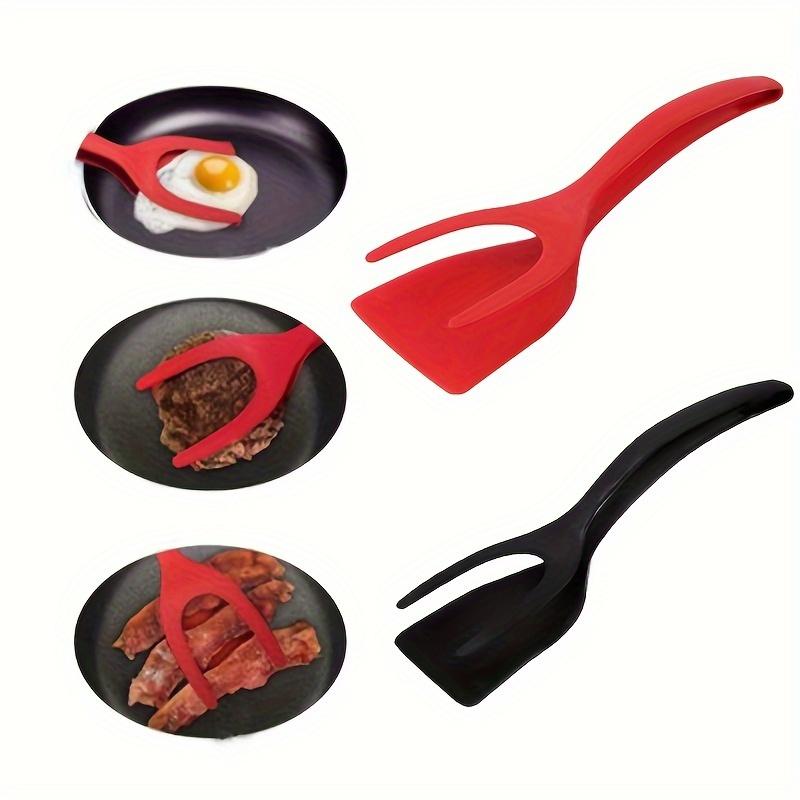 2 in 1 Omelette Shovel Clip Non Stick Silicone Spatula Tongs Pancake Toasted Bread Fried Egg Clip Beef Steak Shovel Gadget
