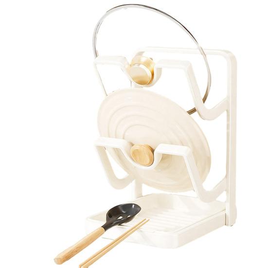 Yousheng Countertop Pot Lid Organizer Pan Lid Storage Rack with Removable Drip Tray And Spoon Rest Kitchen Counter Organizer While Cooking for Lids