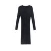 Slim-fitting and thin black V-neck single-breasted long-sleeved ice silk knitted cardigan women's autumn and winter high-end long-sleeved dress